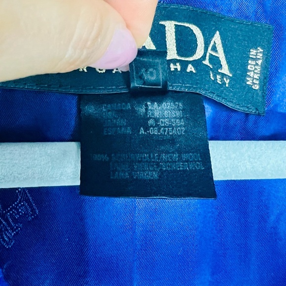 VTG Escada by Margaretha Ley Blue Checked Flecked Wool Double Breasted Blazer 10 - Picture 7 of 14